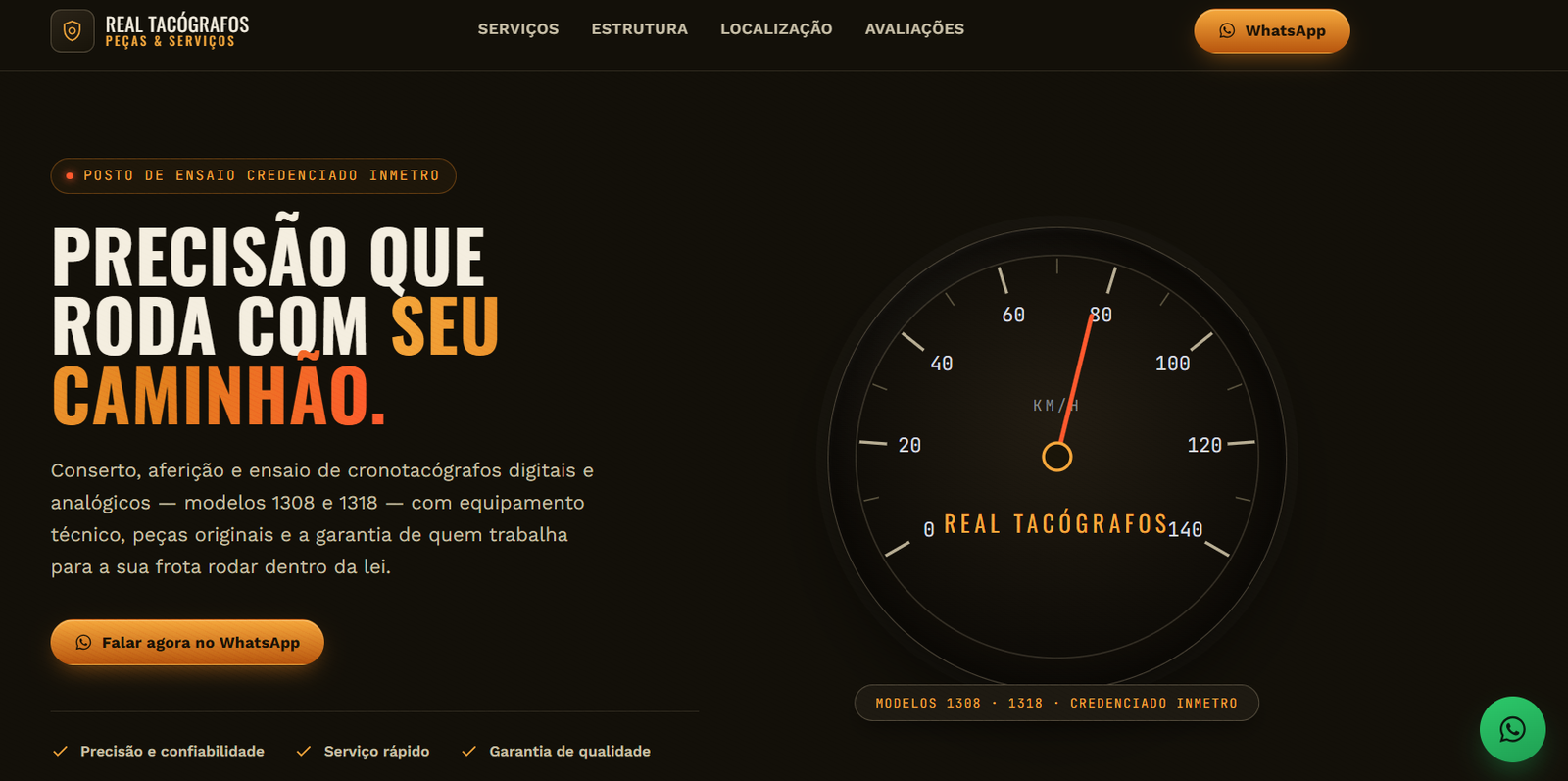 Página inicial do site Real Tacógrafos